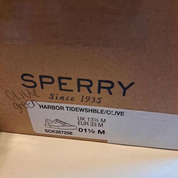 Sperry Unisex Child Harbor Tide Washable Sneaker Olive Green Kids Size 1.5 M US - Picture 3 of 14